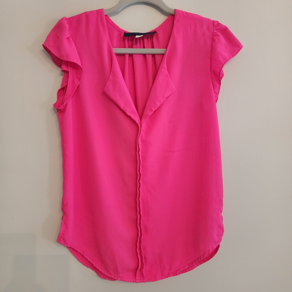 Pink Ruffled Sleeve Women's Top Size Small
